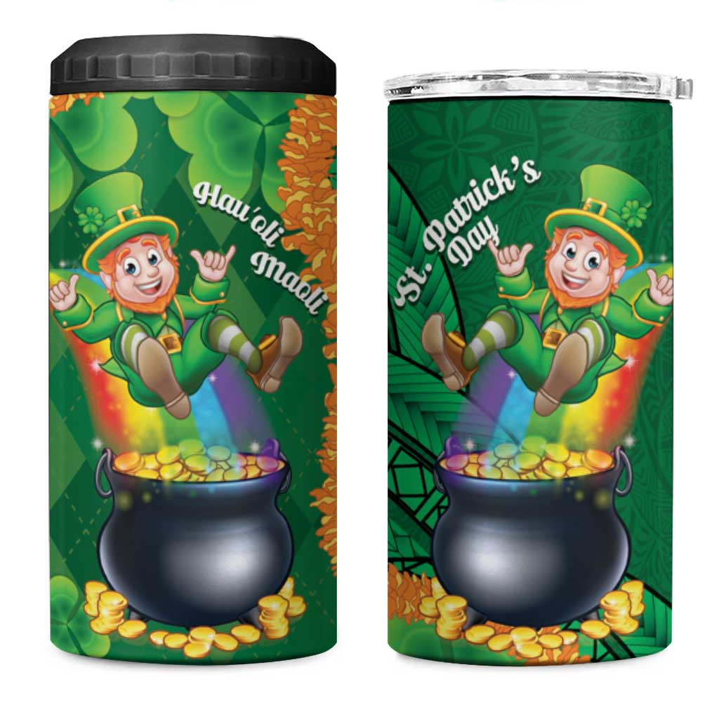 St Patrick's Day Hawaii 4 in 1 Can Cooler Tumbler Hauoli Maoli Funny Shaka Leprechaun LT14 One Size: 16 oz Green - Polynesian Pride