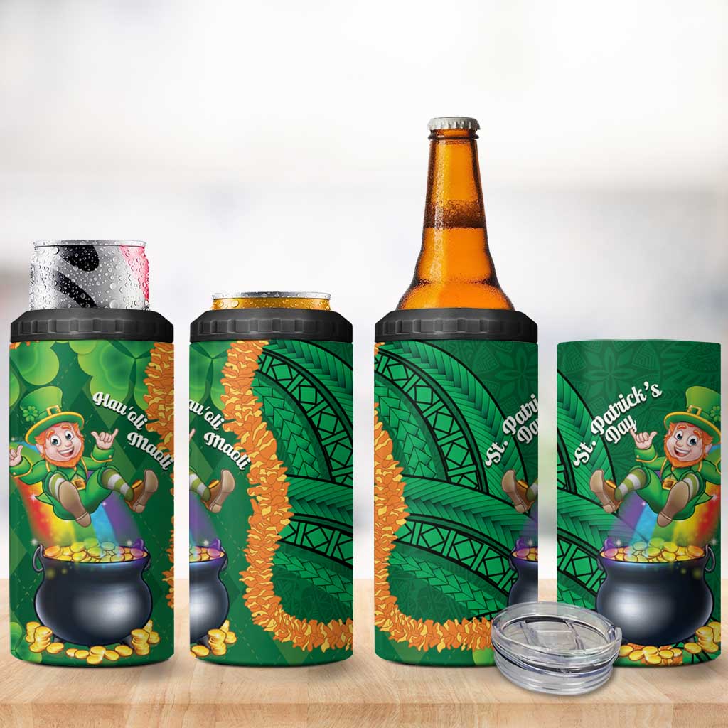St Patrick's Day Hawaii 4 in 1 Can Cooler Tumbler Hauoli Maoli Funny Shaka Leprechaun LT14 - Polynesian Pride
