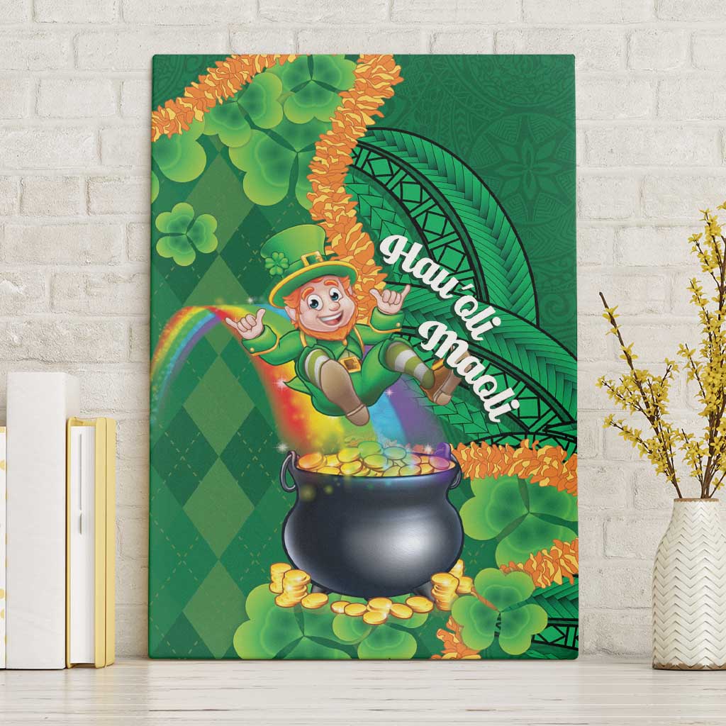 St Patrick's Day Hawaii Canvas Wall Art Hauoli Maoli Funny Shaka Leprechaun