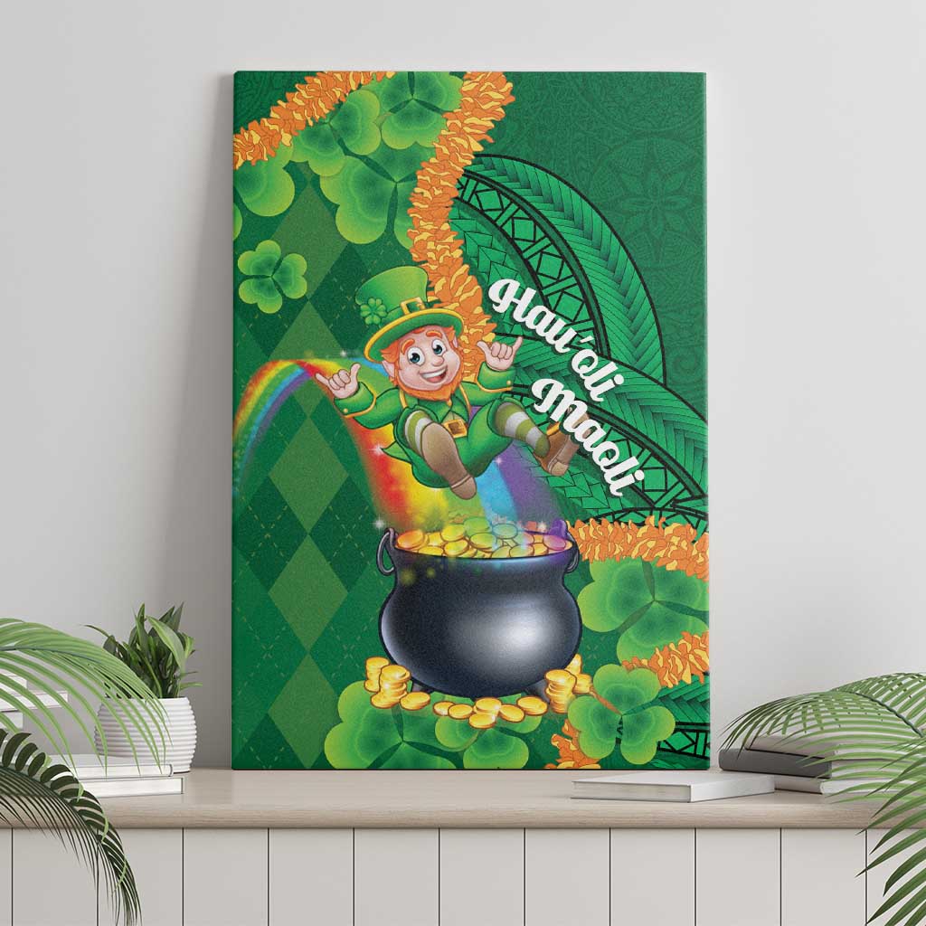 St Patrick's Day Hawaii Canvas Wall Art Hauoli Maoli Funny Shaka Leprechaun