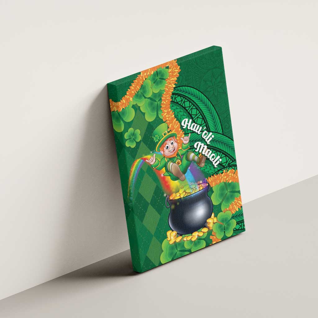 St Patrick's Day Hawaii Canvas Wall Art Hauoli Maoli Funny Shaka Leprechaun
