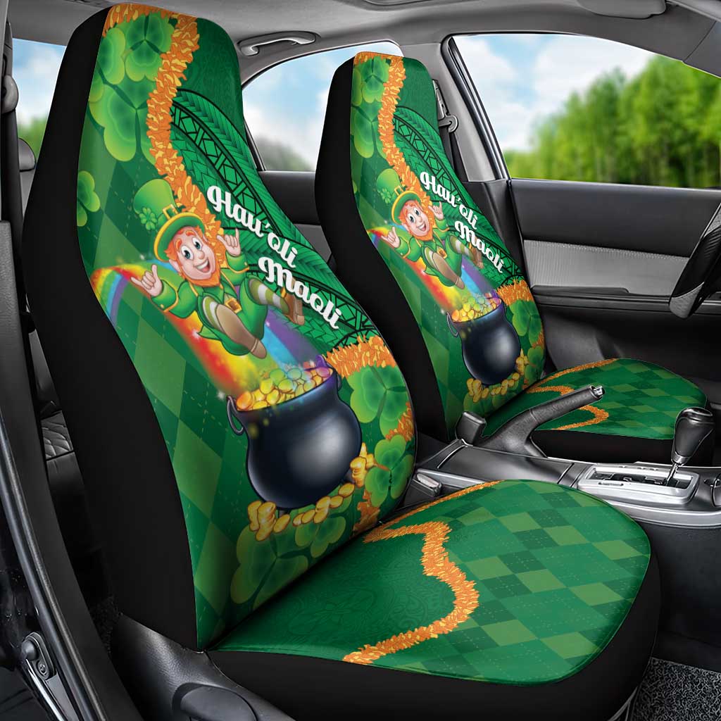 St Patrick's Day Hawaii Car Seat Cover Hauoli Maoli Funny Shaka Leprechaun