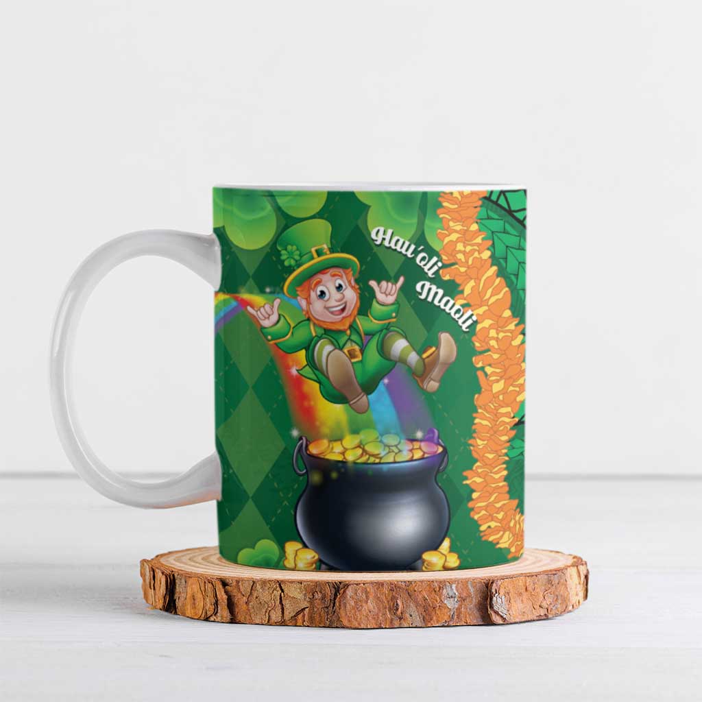 St Patrick's Day Hawaii Ceramic Mug Hauoli Maoli Funny Shaka Leprechaun LT14 Green - Polynesian Pride