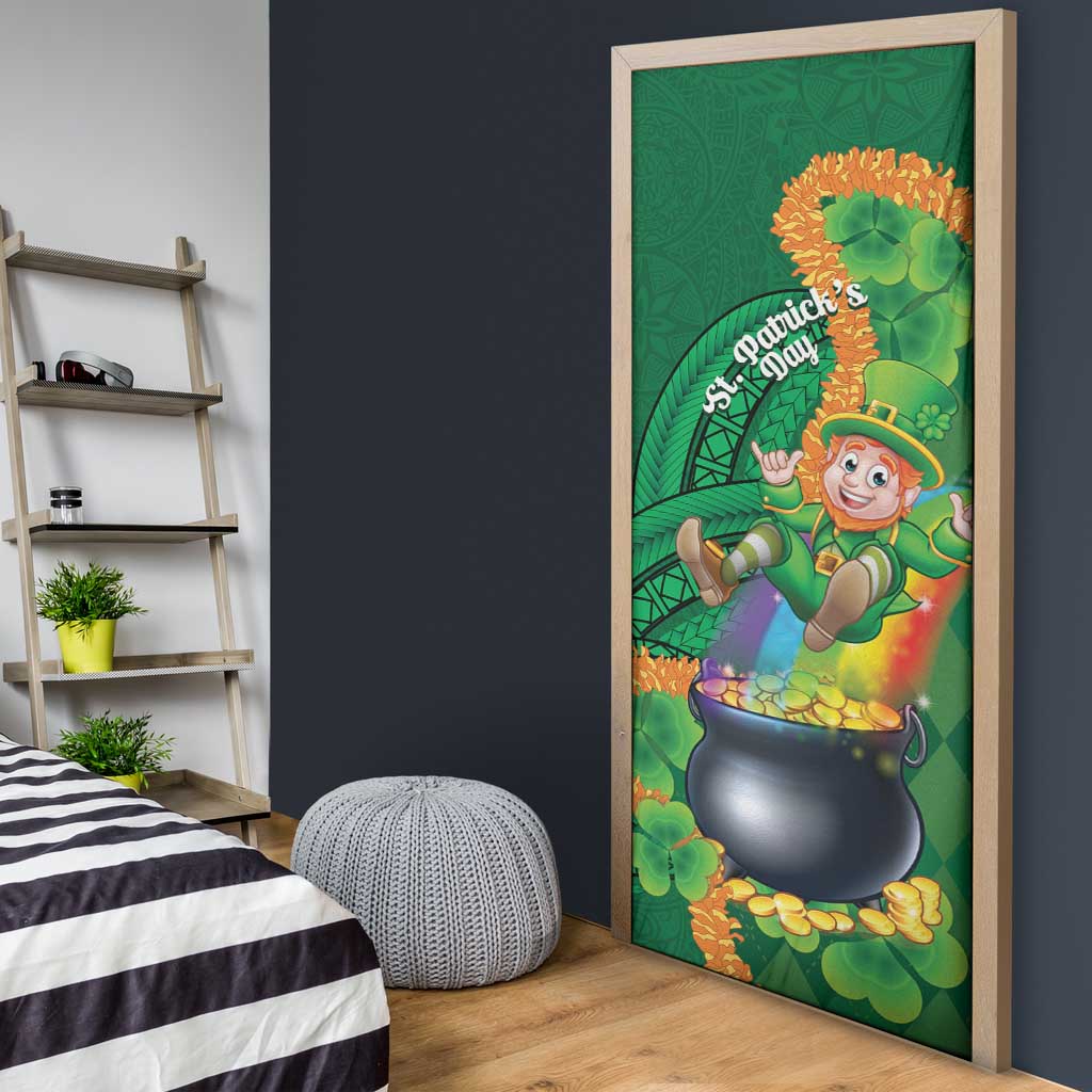 St Patrick's Day Hawaii Door Cover Hauoli Maoli Funny Shaka Leprechaun