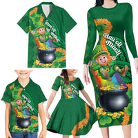 St Patrick's Day Hawaii Family Matching Long Sleeve Bodycon Dress and Hawaiian Shirt Hauoli Maoli Funny Shaka Leprechaun LT14 - Polynesian Pride