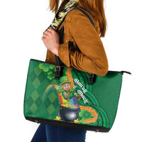 St Patrick's Day Hawaii Leather Tote Bag Hauoli Maoli Funny Shaka Leprechaun LT14 Green - Polynesian Pride