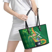 St Patrick's Day Hawaii Leather Tote Bag Hauoli Maoli Funny Shaka Leprechaun LT14 - Polynesian Pride