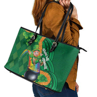 St Patrick's Day Hawaii Leather Tote Bag Hauoli Maoli Funny Shaka Leprechaun LT14 - Polynesian Pride