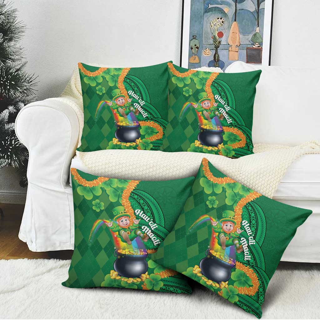 St Patrick's Day Hawaii Pillow Cover Hauoli Maoli Funny Shaka Leprechaun