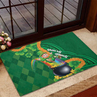 St Patrick's Day Hawaii Rubber Doormat Hauoli Maoli Funny Shaka Leprechaun