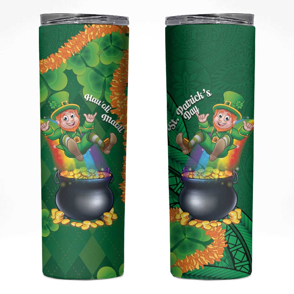 St Patrick's Day Hawaii Skinny Tumbler Hauoli Maoli Funny Shaka Leprechaun