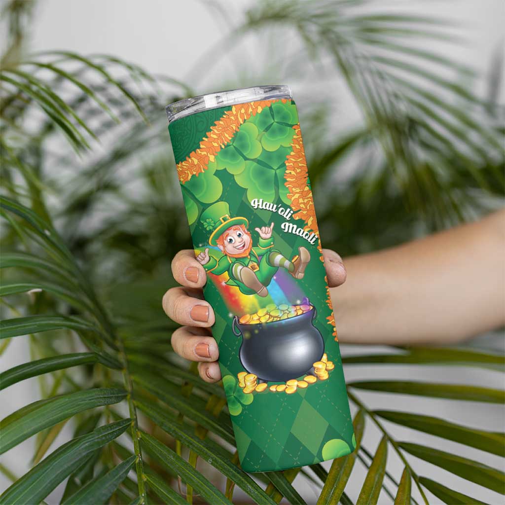St Patrick's Day Hawaii Skinny Tumbler Hauoli Maoli Funny Shaka Leprechaun