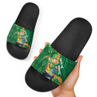 St Patrick's Day Hawaii Slide Sandals Hauoli Maoli Funny Shaka Leprechaun