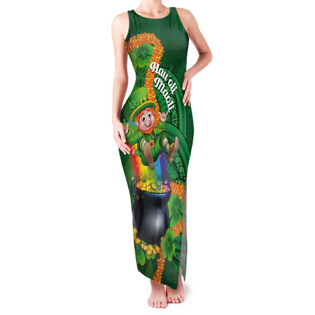 St Patrick's Day Hawaii Tank Maxi Dress Hauoli Maoli Funny Shaka Leprechaun