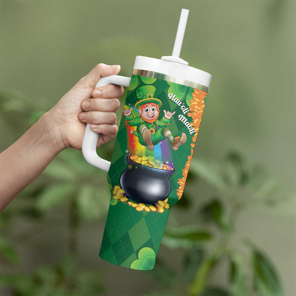 St Patrick's Day Hawaii Tumbler With Handle Hauoli Maoli Funny Shaka Leprechaun