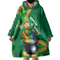 St Patrick's Day Hawaii Wearable Blanket Hoodie Hauoli Maoli Funny Shaka Leprechaun LT14 - Polynesian Pride