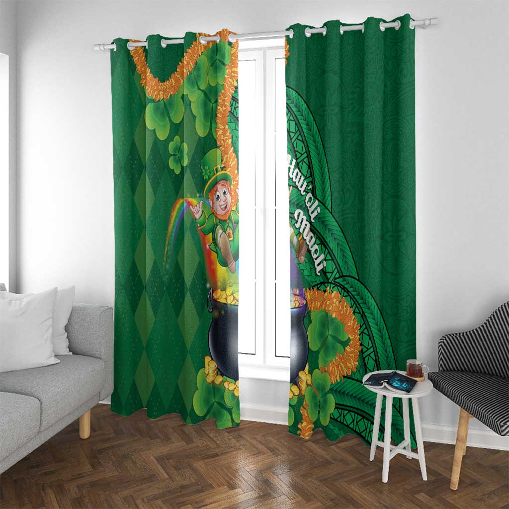 St Patrick's Day Hawaii Window Curtain Hauoli Maoli Funny Shaka Leprechaun