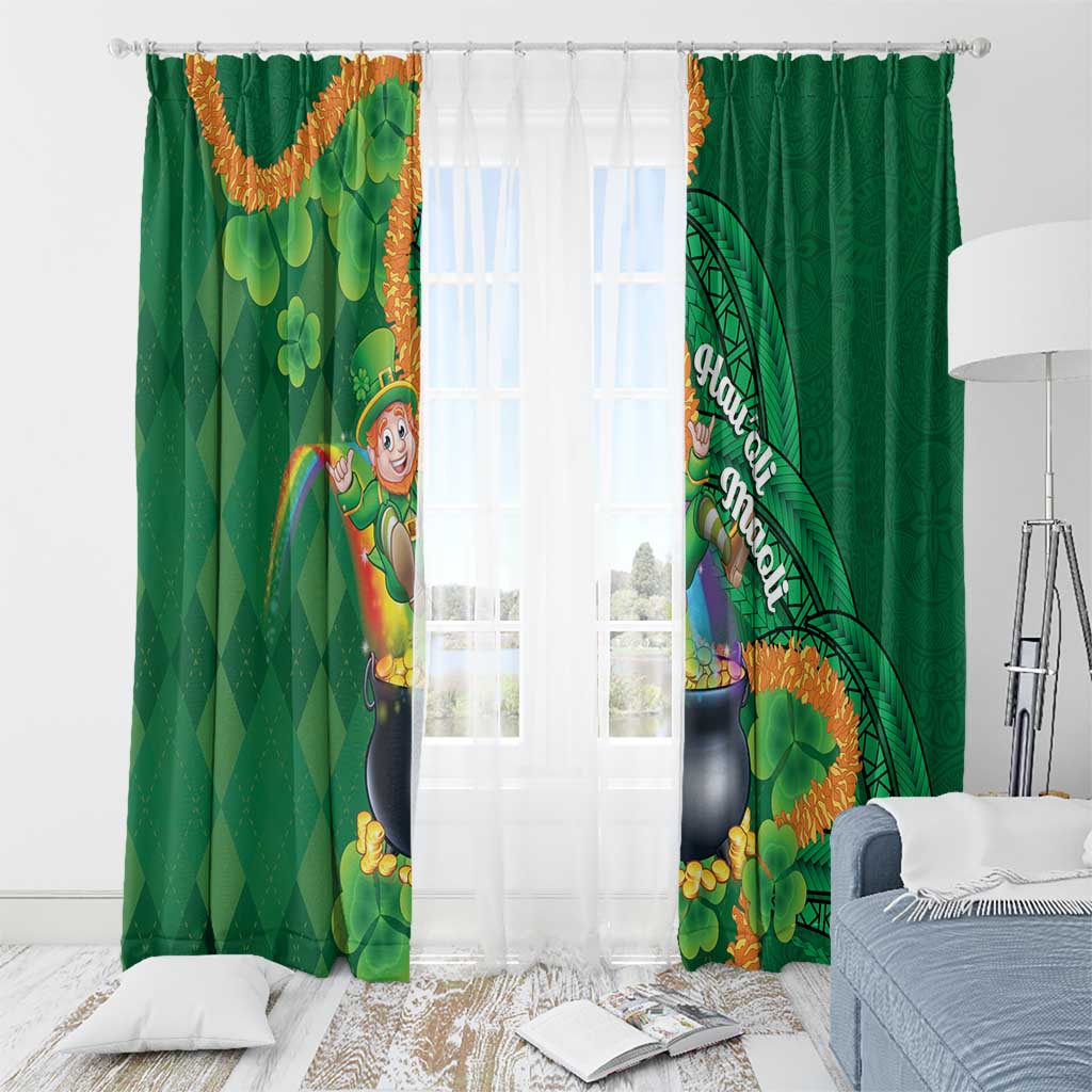 St Patrick's Day Hawaii Window Curtain Hauoli Maoli Funny Shaka Leprechaun