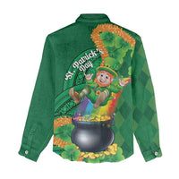 St Patrick's Day Hawaii Women Casual Shirt Hauoli Maoli Funny Shaka Leprechaun LT14 - Polynesian Pride