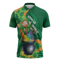St Patrick's Day Hawaii Zipper Polo Shirt Hauoli Maoli Funny Shaka Leprechaun LT14 Green - Polynesian Pride