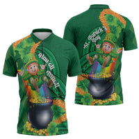St Patrick's Day Hawaii Zipper Polo Shirt Hauoli Maoli Funny Shaka Leprechaun LT14 - Polynesian Pride