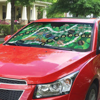 St Patrick's Day Palaka Hawaii Auto Sun Shade Kukui Nut Pikake Lei Shamrock Dabbing Leprechaun