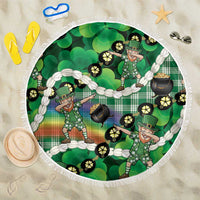 St Patrick's Day Palaka Hawaii Beach Blanket Kukui Nut Pikake Lei Shamrock Dabbing Leprechaun