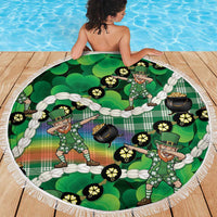 St Patrick's Day Palaka Hawaii Beach Blanket Kukui Nut Pikake Lei Shamrock Dabbing Leprechaun