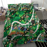 St Patrick's Day Palaka Hawaii Bedding Set Kukui Nut Pikake Lei Shamrock Dabbing Leprechaun LT14 - Polynesian Pride