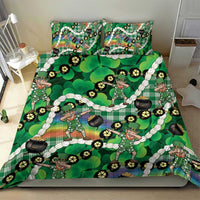 St Patrick's Day Palaka Hawaii Bedding Set Kukui Nut Pikake Lei Shamrock Dabbing Leprechaun LT14 - Polynesian Pride