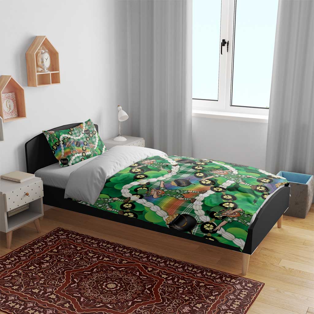 St Patrick's Day Palaka Hawaii Bedding Set Kukui Nut Pikake Lei Shamrock Dabbing Leprechaun LT14 - Polynesian Pride