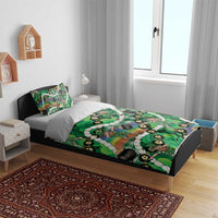 St Patrick's Day Palaka Hawaii Bedding Set Kukui Nut Pikake Lei Shamrock Dabbing Leprechaun LT14 - Polynesian Pride