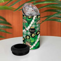 St Patrick's Day Palaka Hawaii 4 in 1 Can Cooler Tumbler Kukui Nut Pikake Lei Shamrock Dabbing Leprechaun LT14 - Polynesian Pride
