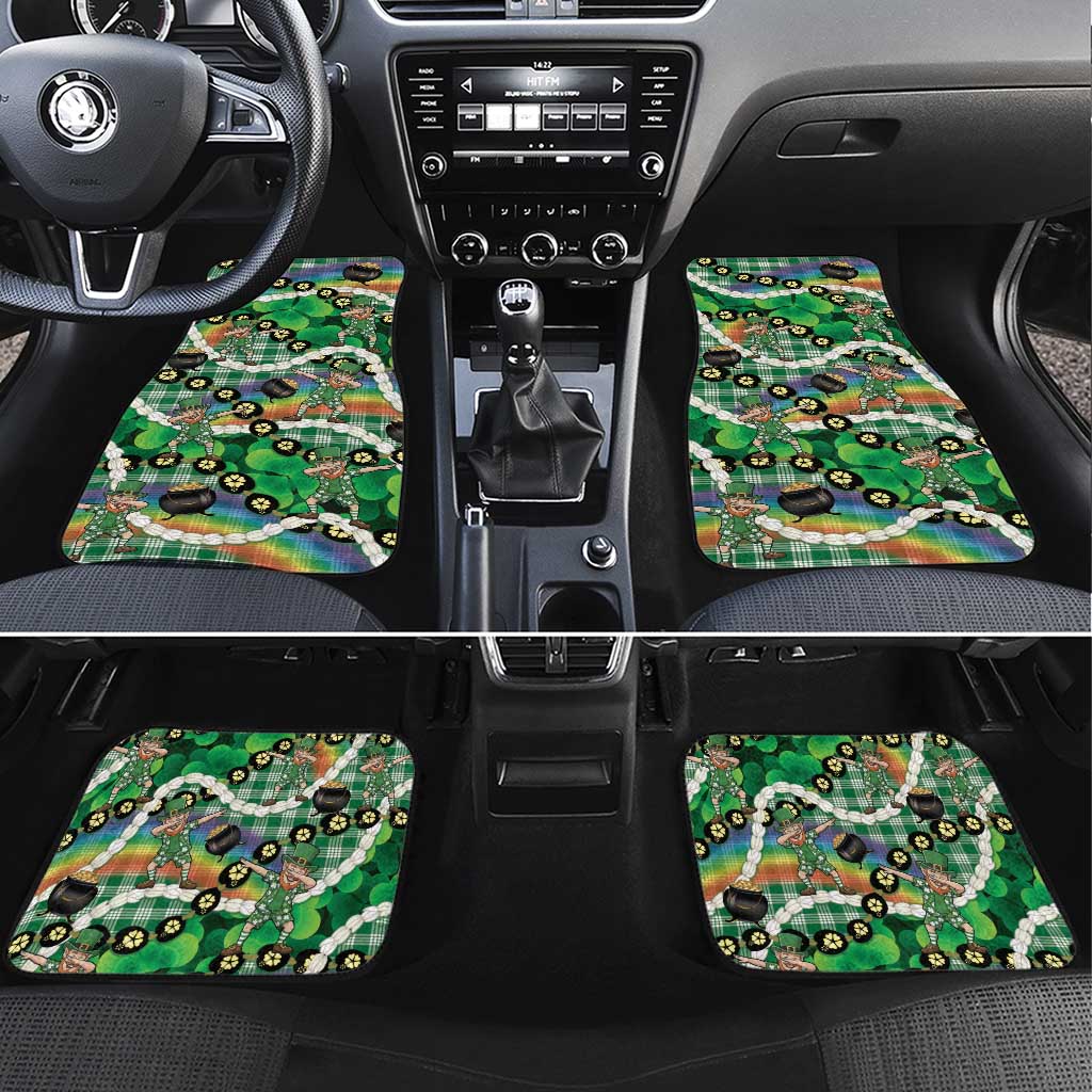 St Patrick's Day Palaka Hawaii Car Mats Kukui Nut Pikake Lei Shamrock Dabbing Leprechaun