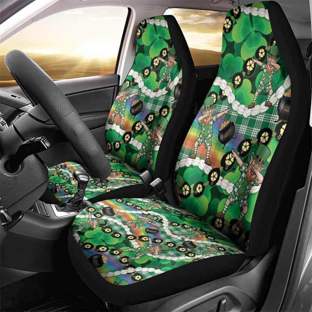 St Patrick's Day Palaka Hawaii Car Seat Cover Kukui Nut Pikake Lei Shamrock Dabbing Leprechaun