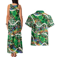 St Patrick's Day Palaka Hawaii Couples Matching Tank Maxi Dress and Hawaiian Shirt Kukui Nut Pikake Lei Shamrock Dabbing Leprechaun LT14 - Polynesian Pride