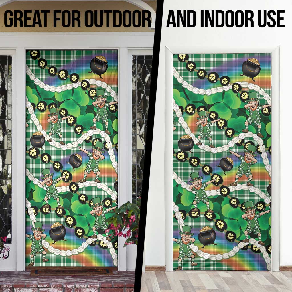 St Patrick's Day Palaka Hawaii Door Cover Kukui Nut Pikake Lei Shamrock Dabbing Leprechaun