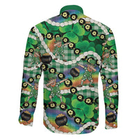 St Patrick's Day Palaka Hawaii Family Matching Mermaid Dress and Hawaiian Shirt Kukui Nut Pikake Lei Shamrock Dabbing Leprechaun LT14 - Polynesian Pride