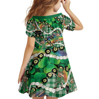 St Patrick's Day Palaka Hawaii Family Matching Off Shoulder Maxi Dress and Hawaiian Shirt Kukui Nut Pikake Lei Shamrock Dabbing Leprechaun