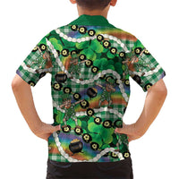 St Patrick's Day Palaka Hawaii Family Matching Short Sleeve Bodycon Dress and Hawaiian Shirt Kukui Nut Pikake Lei Shamrock Dabbing Leprechaun LT14 - Polynesian Pride