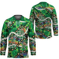 St Patrick's Day Palaka Hawaii Hockey Jersey Kukui Nut Pikake Lei Shamrock Dabbing Leprechaun
