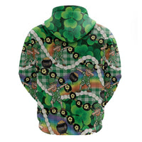 St Patrick's Day Palaka Hawaii Hoodie Kukui Nut Pikake Lei Shamrock Dabbing Leprechaun
