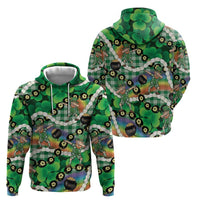 St Patrick's Day Palaka Hawaii Hoodie Kukui Nut Pikake Lei Shamrock Dabbing Leprechaun