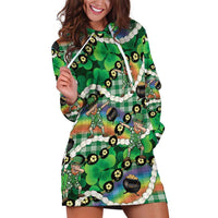 St Patrick's Day Palaka Hawaii Hoodie Dress Kukui Nut Pikake Lei Shamrock Dabbing Leprechaun