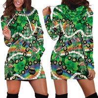 St Patrick's Day Palaka Hawaii Hoodie Dress Kukui Nut Pikake Lei Shamrock Dabbing Leprechaun