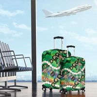St Patrick's Day Palaka Hawaii Luggage Cover Kukui Nut Pikake Lei Shamrock Dabbing Leprechaun