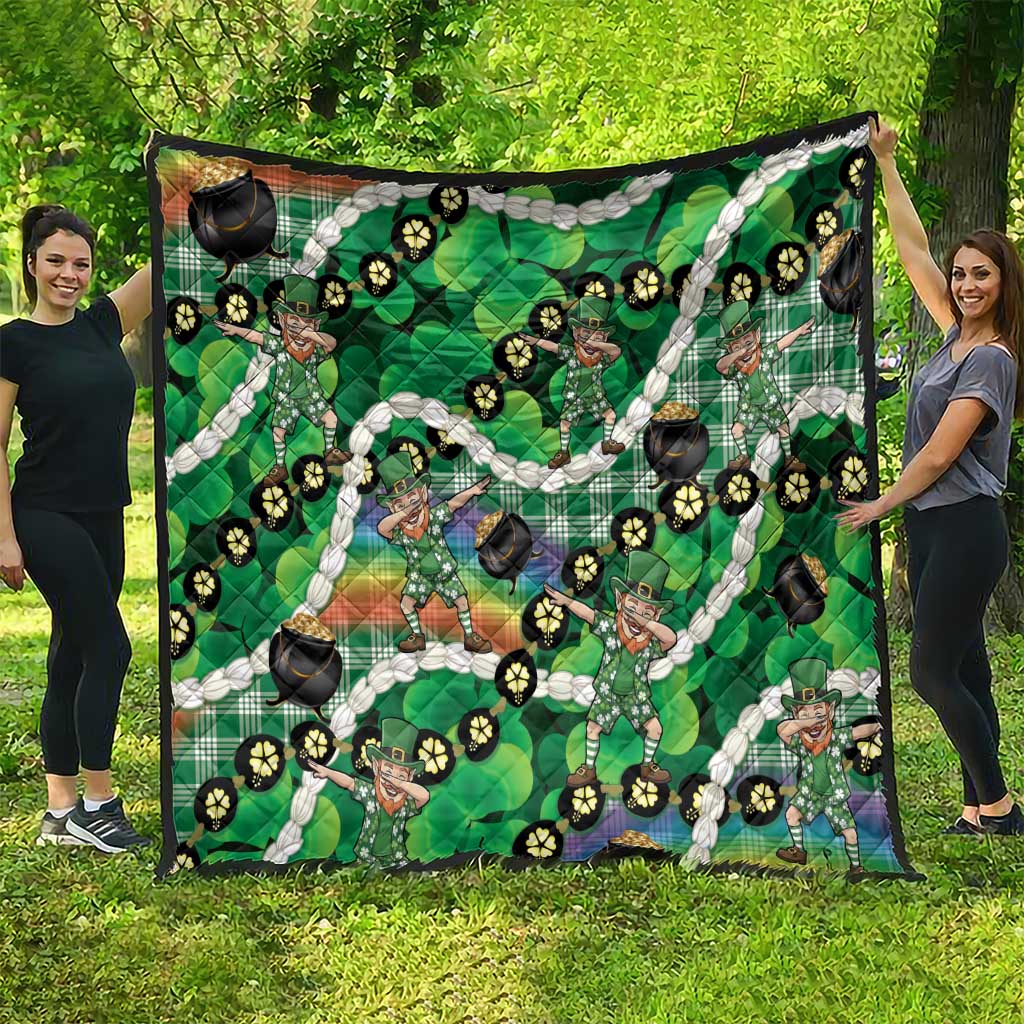 St Patrick's Day Palaka Hawaii Quilt Kukui Nut Pikake Lei Shamrock Dabbing Leprechaun