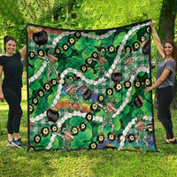 St Patrick's Day Palaka Hawaii Quilt Kukui Nut Pikake Lei Shamrock Dabbing Leprechaun
