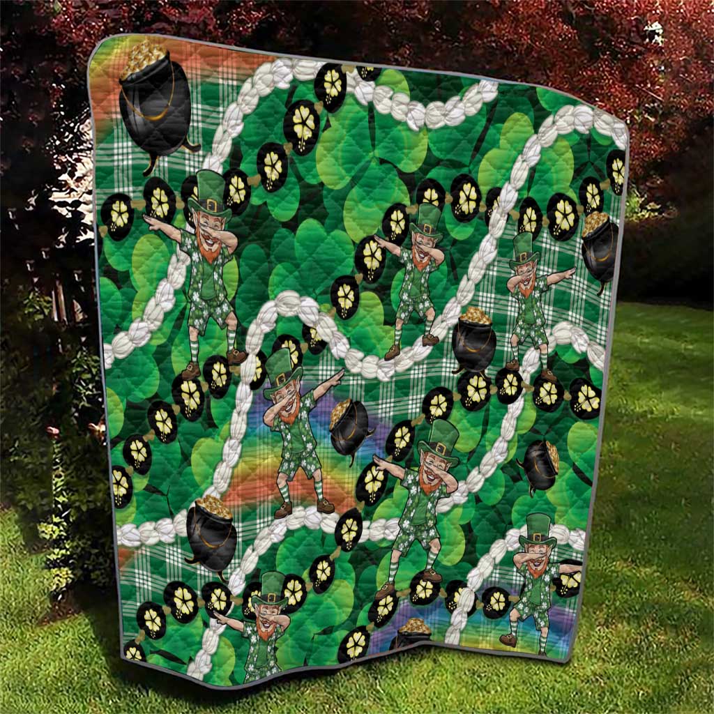 St Patrick's Day Palaka Hawaii Quilt Kukui Nut Pikake Lei Shamrock Dabbing Leprechaun
