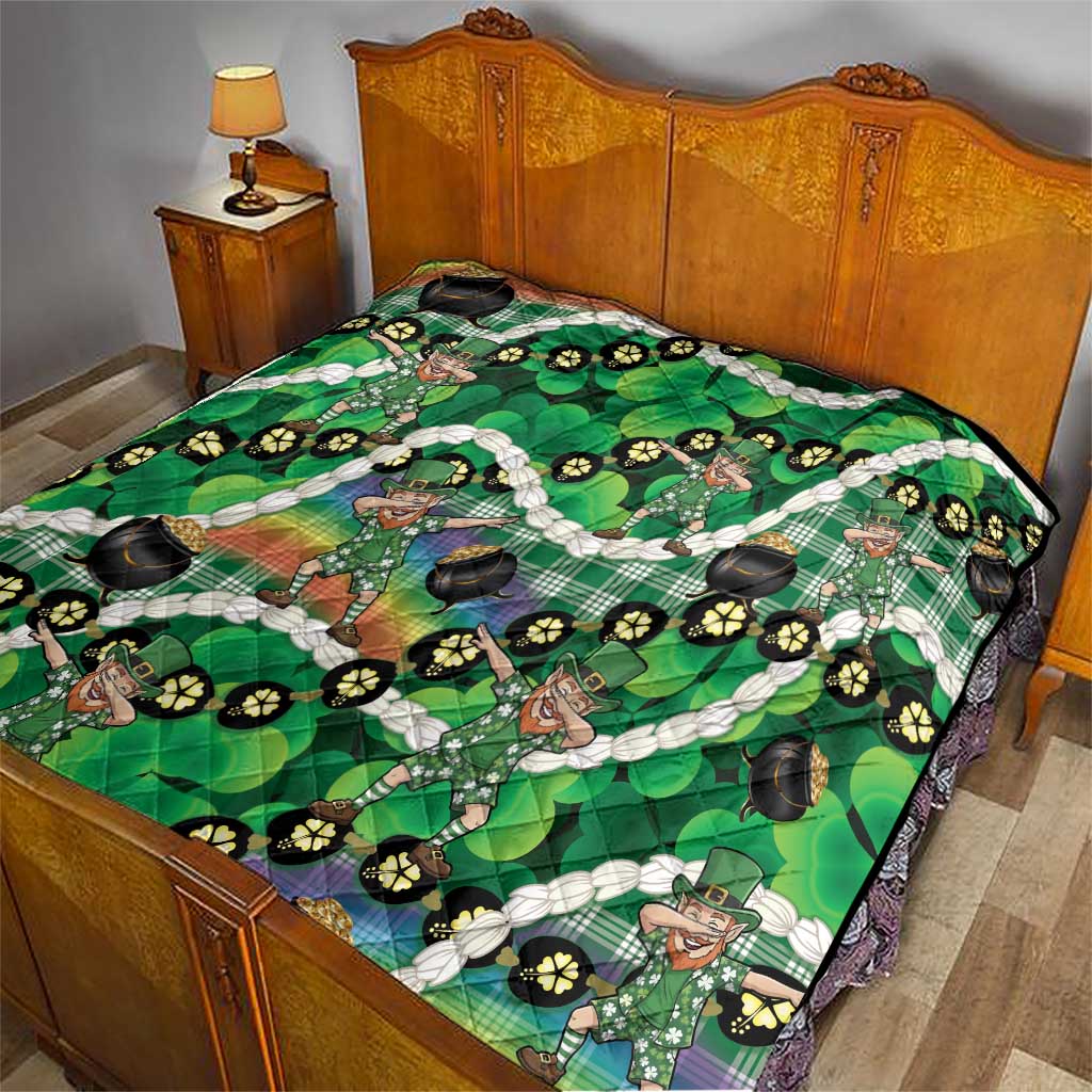St Patrick's Day Palaka Hawaii Quilt Kukui Nut Pikake Lei Shamrock Dabbing Leprechaun